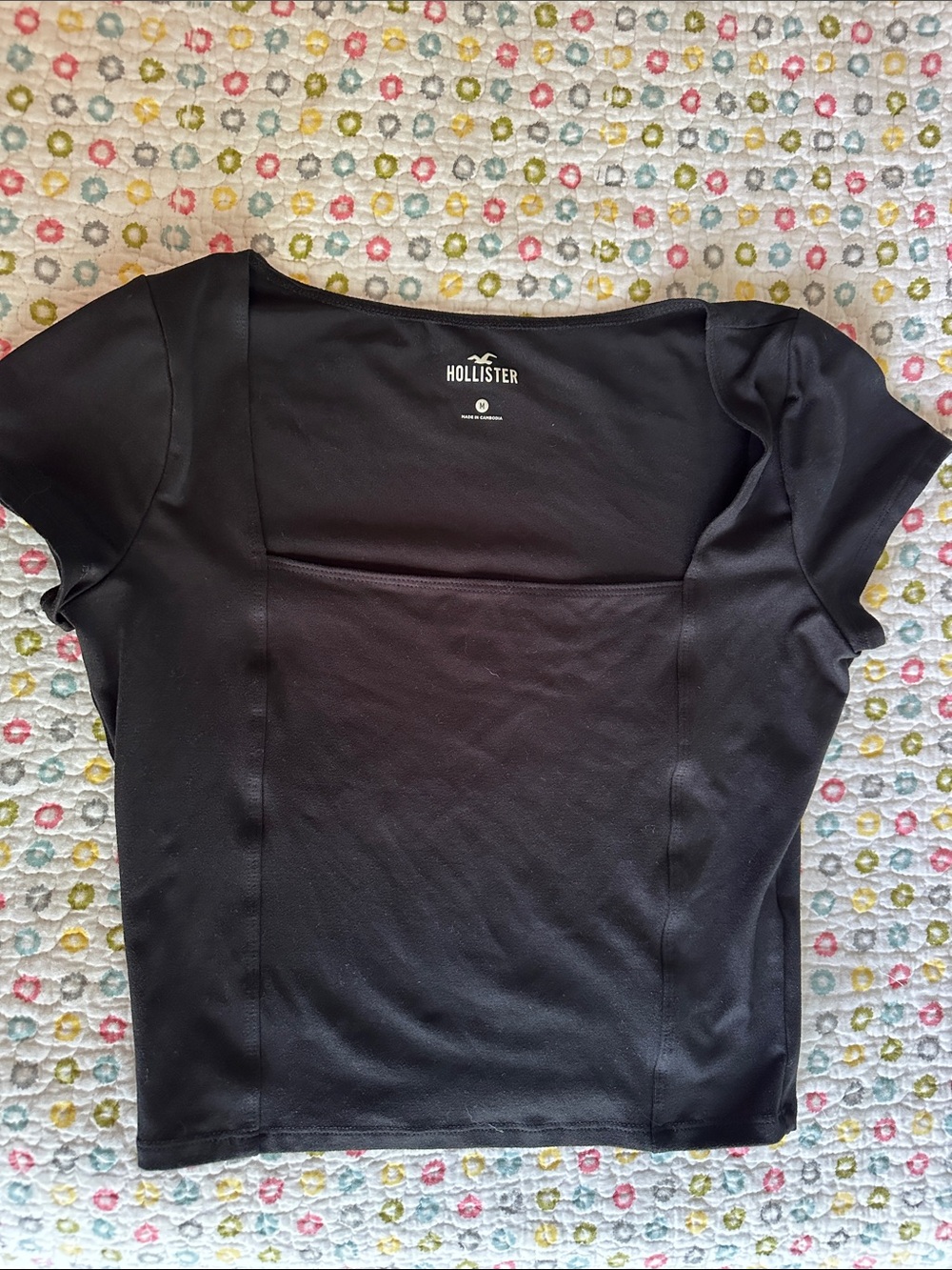 Hollister Black Square-Neck Crop Top